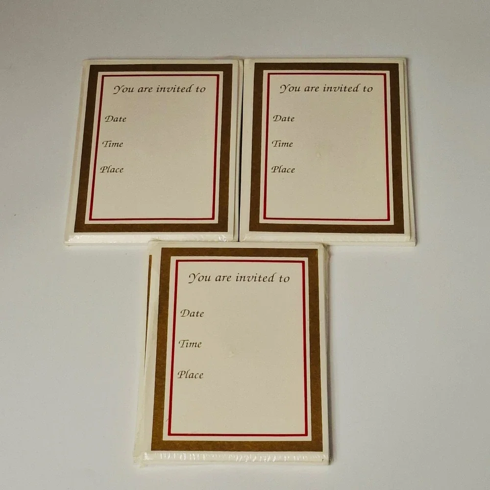 Vintage Loonart Designs Invitations Lot of 30 Gold Red 2 Sealed NOS